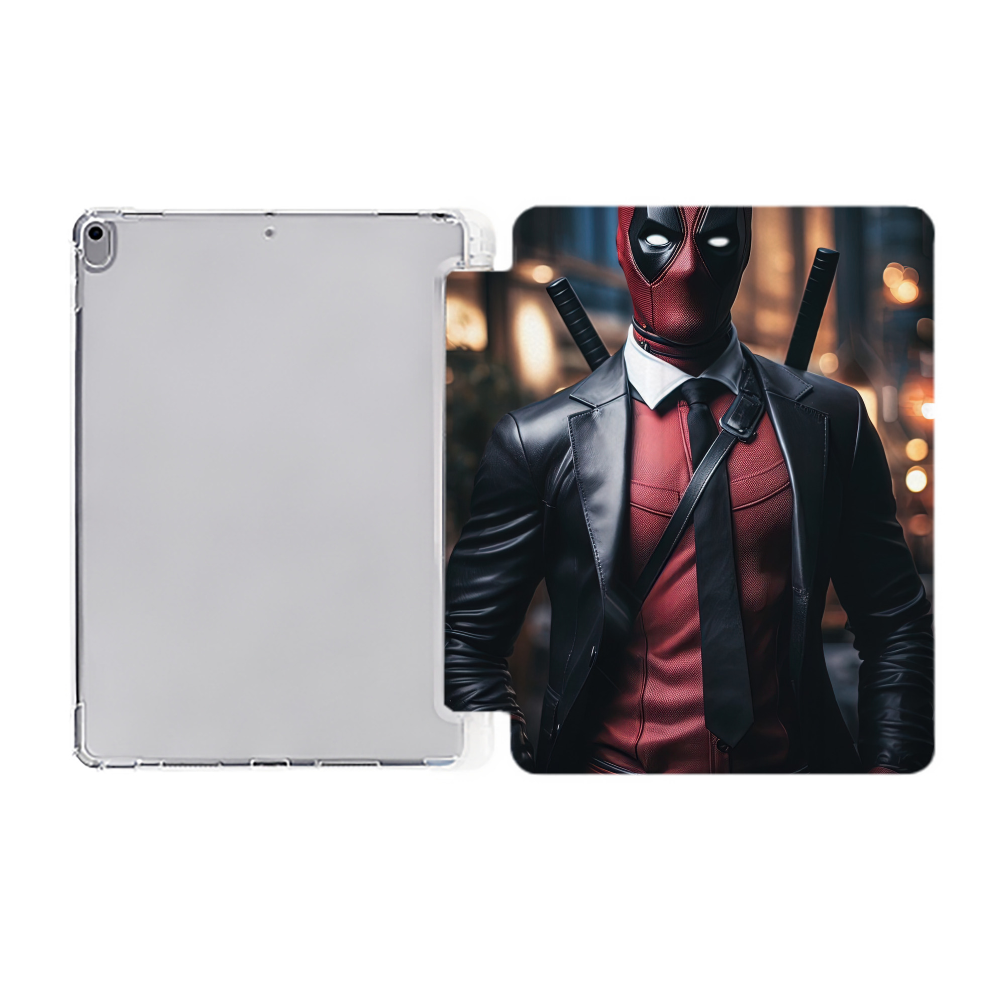 （画像用） Deadpool デッドプール IPad ケース ペン収納付き 三つ折りスタンド PUレザー×シリコン 対応機種9.5/10.5/10.9インチ